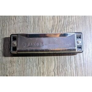 Vintage 1955 Angel Harmonica 10 Key Chrome And Black No Box